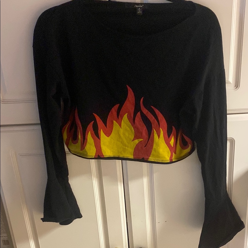 Black Flame Crop Top